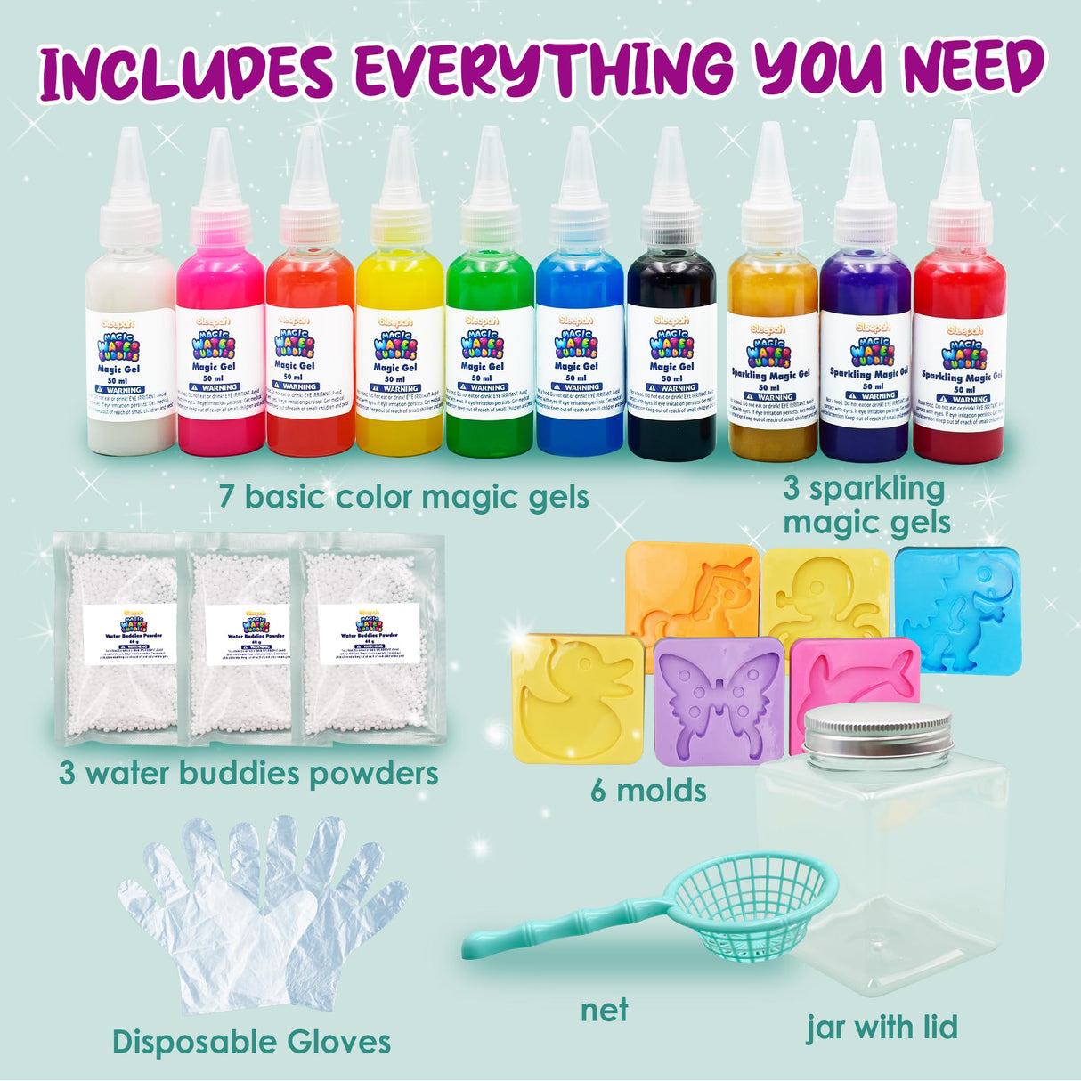 Aqua Fairy Water Gel Kit for Kids – Magic Water Elf Toy – DIY Squishy Maker Kit – Design Your Own Water Buddies - Craft Kits for Kids – Make Your Own Squishes Arts & Crafts Boys Girls Age 5 6 7 8 9 Sleepah
