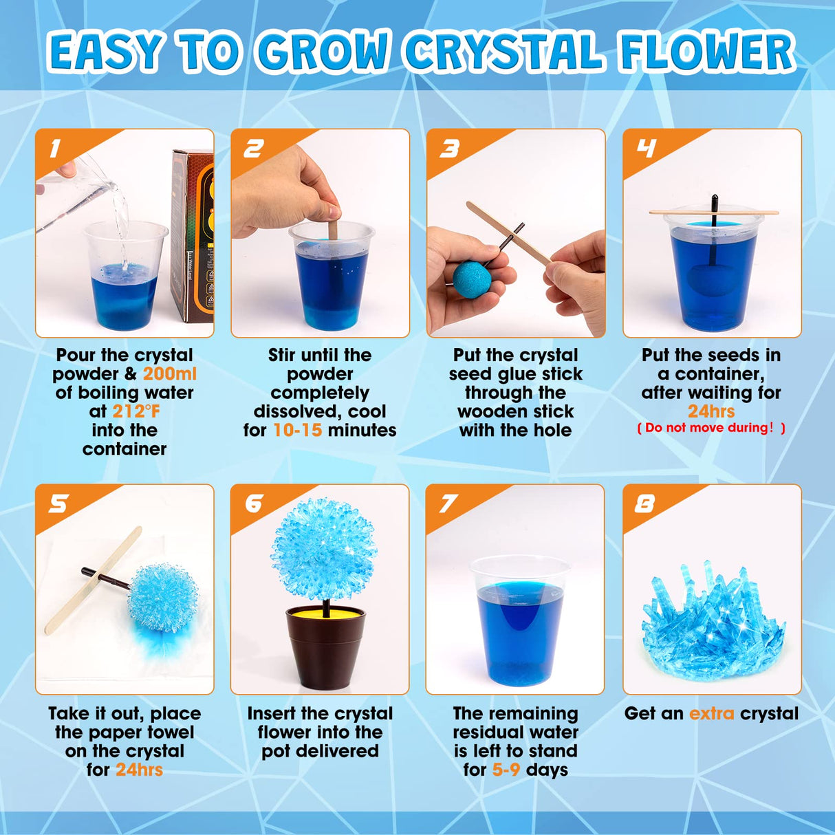 GobiDex Crystal Growing Kit, Science Kits for Kids Age 8-12, Grow Fast in (24H) Science Experiments Lab Toys, DIY STEM Projects Learning & Educational Toys, Crafts Gift Boys & Girls Ages 6 7 8 9 10 12 GobiDex