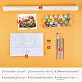 TUMOVO Adults & Kids Paint by Numbers Mushrooms & Forest Scenes, 16 x 20 Inch Acrylic DIY Craft Kits TUMOVO