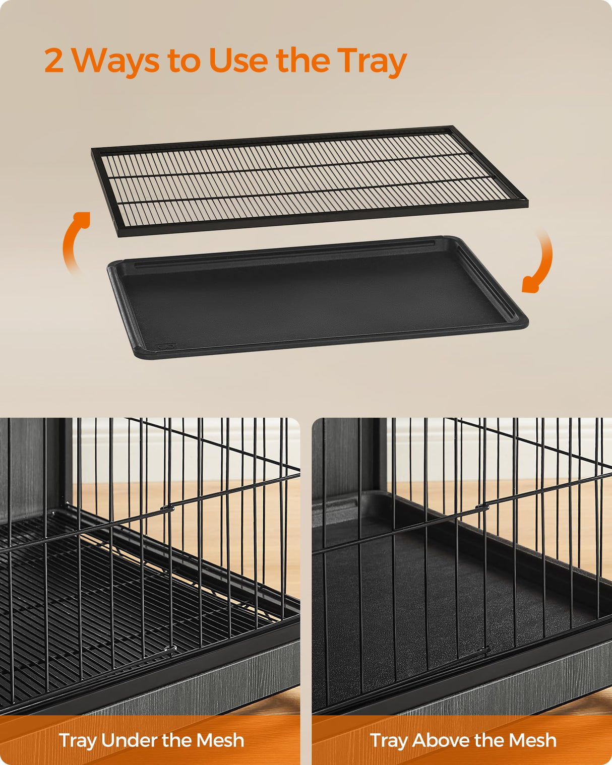 Feandrea Dog Crate Furniture, Side End Table, Modern Kennel for Dogs Indoor up to 70 lb, Heavy-Duty Dog Cage with Multi-Purpose Removable Tray, Double-Door Dog House, Ink Black UPFC003B01 Feandrea