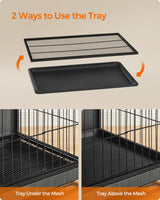 Feandrea Dog Crate Furniture, Side End Table, Modern Kennel for Dogs Indoor up to 70 lb, Heavy-Duty Dog Cage with Multi-Purpose Removable Tray, Double-Door Dog House, Ink Black UPFC003B01 Feandrea