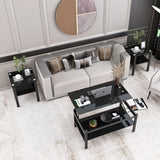 ODUSE-DAILY Black Lift Top Coffee Table, Black Glass Coffee Tables for Living Room, Small Rectangle Glass Top Coffee Table Lift Top, Black Coffee Tables for Living Room (1Pcs Coffee Table) ODUSE-DAILY
