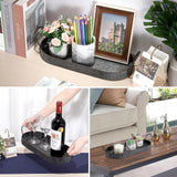 Hipiwe Oval Galvanized Metal Iron Tray with Handle, Industrial Style Storage Serving Tray Farmhouse Rustic Decorative Coffee Table Centerpiece for Home Decor Hipiwe