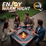 NIGOME Propane Fire Pit Table,Out Door Fire Pits & Fireplaces,Gas Fire Pit with Lid and Lava Rock.Square Black Fire Pit Table on Patio Deck & Garden Backyard. (Raven‌ Black, 28-inch) Nigome