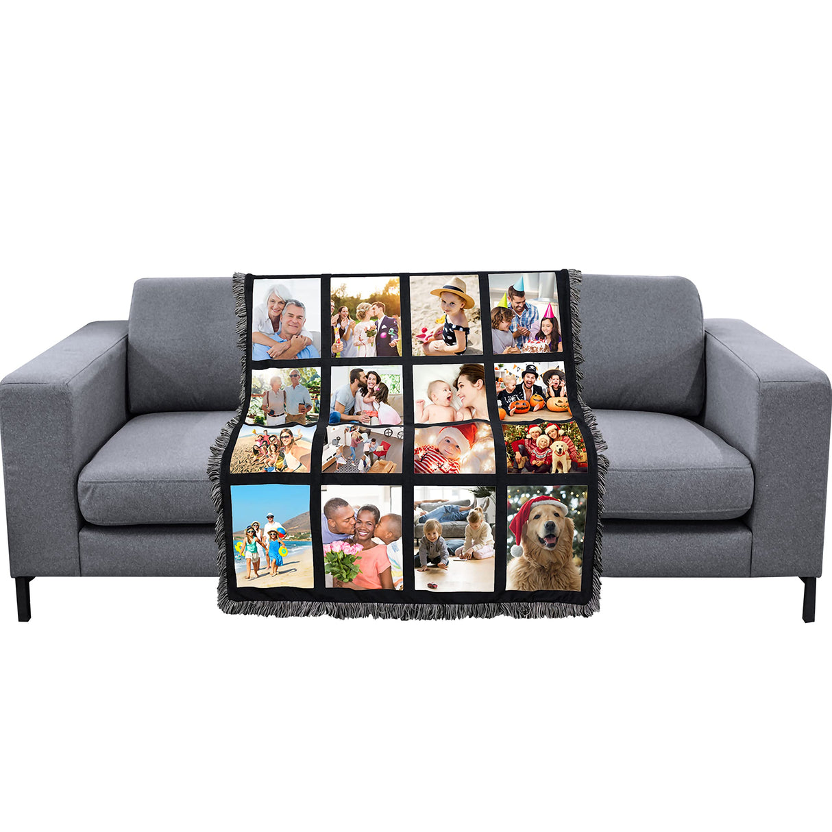 LYFLES 2 Pack Sublimation Blanks Throw Blanket with 20 Photos Panel 40"X60",100% Polyester LYFLES