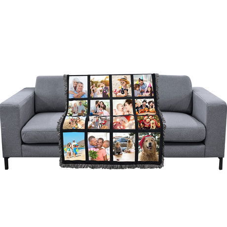 LYFLES 2 Pack Sublimation Blanks Throw Blanket with 20 Photos Panel 40"X60",100% Polyester LYFLES