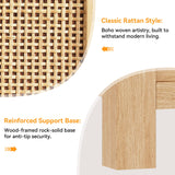 Natural Rattan Dresser for Bedroom with 5 Drawers, Wood Boho Chest of Drawers with Gold Metal Handle, Matte Top Bedroom Tall Dresser with Large Drawers for Living Room, Closet, Hallway, (Nartual Oak) Jocoevol