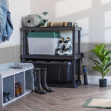 IRIS USA 3-Shelf Heavy Duty Plastic Storage Shelves, 450lb Capacity, 38"H x 36"W x 18"D, Large Modular Shelving Unit Storage Organizer for Garage, Home, Warehouse & Gym, Storage Rack - Black Iris Ohyama