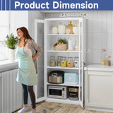 Anxxsu Display Cabinet with Glass Doors, Display Case Cabinet for Collectibles, Curio Display Cabinet with 4 Adjustable Shelves, 71" Glass Display Cabinet for Home Living Room (White) Anxxsu