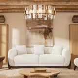 Morden Fort Modern Cloud Couch - 3 Seater Boucle Sofa with Crescent Wood Legs, Ultra-Thick High Resilience Cushion with 3 Matching Pillows Upholyster Comfy Couch Sofa for Living Room - Off White Morden Fort