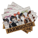 Cute Cow Farmhouse Placemats 4pcs, Farm Animal Tabletop Mat Rustic Style Non-Slip Washable Place Mats 12 x 18 Inch for Holiday Kitchen Dining Decor Imiss