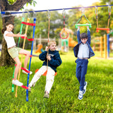 Ninja Warrior Obstacle Course for Kids Outside-Ninja Slackline 52ft with 11 Durable Obstacles-Climbing Net,Wheel, Warrior Gymnastics & Monkey Bars,Slack Lines for Backyard for Kids. Just.smile