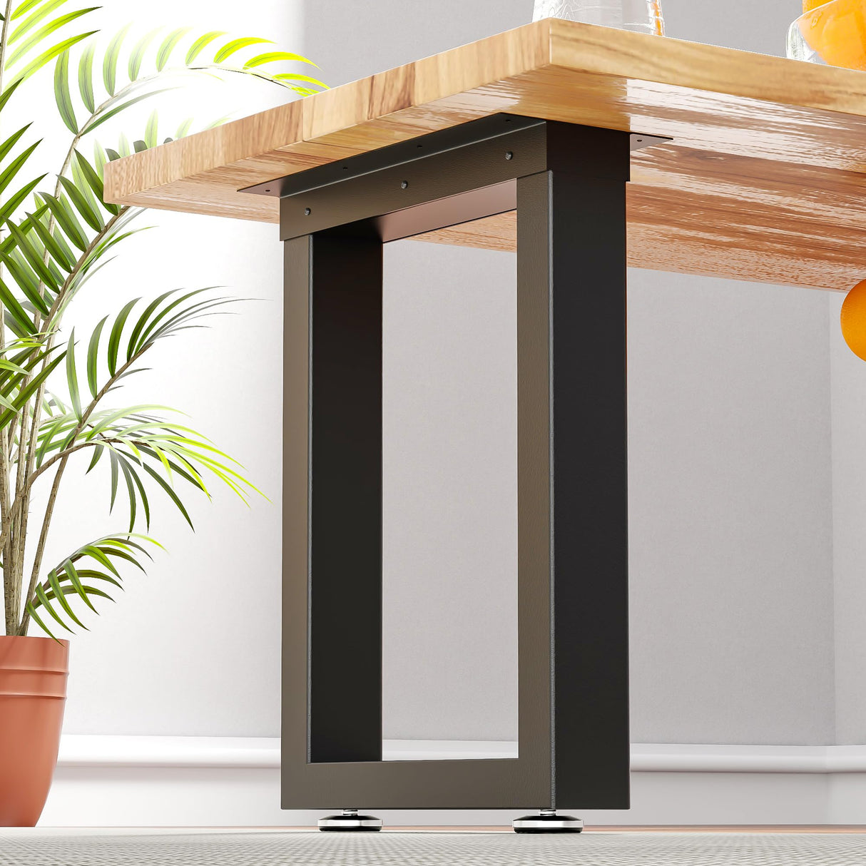 SKYSEN 16" Metal Table Legs, Desk Legs, Coffee Table Legs,Bench Legs for Desk, Coffee Tables, Dining Tables, Benches-16 * 11.8" Square Shape- Heavy Duty- Thickened Material- Black(zt-z-16"*11.8") SKYSEN