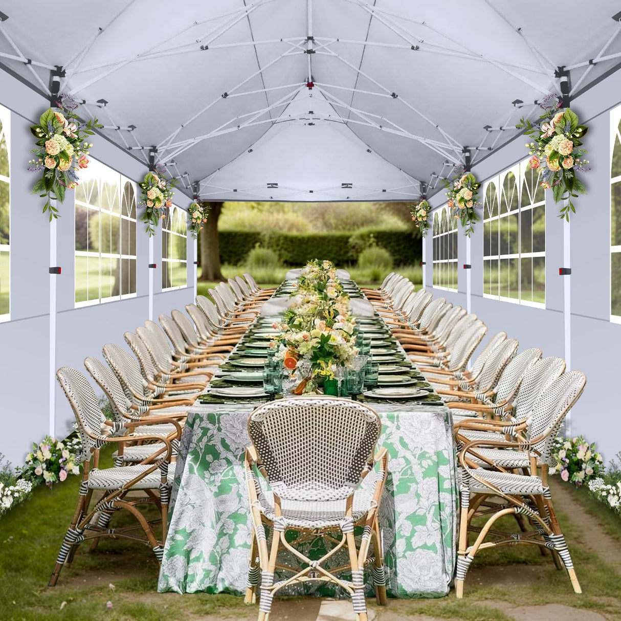 COBIZI Canopy 10x20 Pop Up Canopy Tent with 6 Sidewalls, Waterproof Commercial Canopy Ez Outdoor Instant Gazebo UV Protection 50+ Event Shelter, Garden Tents for Parties with Sandbags, White COBIZI