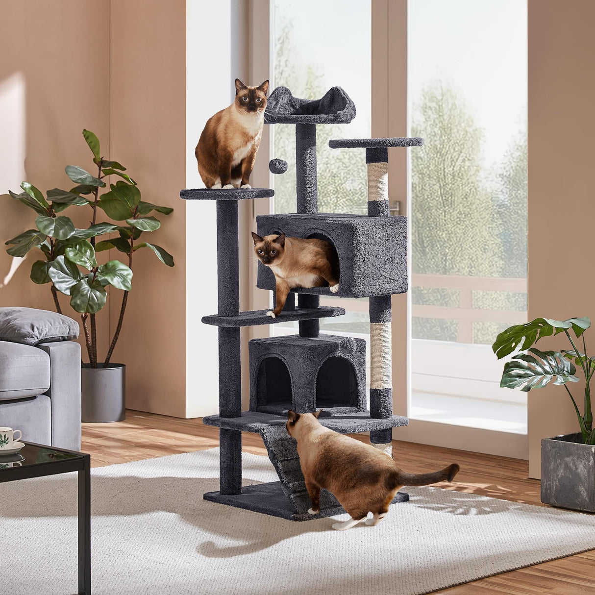 Yaheetech 54in Cat Tree Tower Condo Furniture Scratch Post for Kittens Pet House Play Yaheetech