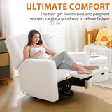 SENYUN Power Recliner Chair Swivel Glider, Large Rocker Recliner w/USB Charging Port, Boucle Upholstered Swivel Rocker Glider Recliner for Nursery,Bedroom,Living Room, 1PC, Cream SENYUN