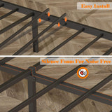 Furnulem Rustic Brown Queen Size Bed Frame with LED Headboard, USB Charging Station and Under-Bed Storage Furnulem