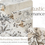 jinchan Linen Blend Curtains Floral Curtains for Living Room 108 Inch Length Black Printed Curtains Rod Pocket Back Tab Farmhouse Peony Flower Patterned Drapes Bedroom Window Curtain Set 2 Panels jinchan