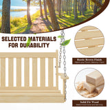 JAMFLY Patio Wooden Porch Swing Outdoor, 2-Seater Bench Swing with Hanging Chains for Outdoor Patio Garden Courtyard Backyard, Natural JAMFLY