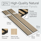 Kansoware Two Acoustic Wood Wall Veneer Slat Panels - Natural Oak | 94.49 x 12.6" Each | 16.54 sq ft. Coverage | Use for Soundproof Paneling, Interior Design, Outdoor Space, Van Restorations Kansoware