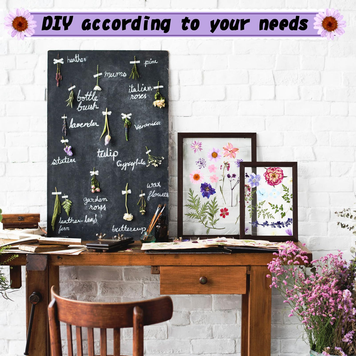 Nuanchu 167 Pcs Real Dried Pressed Flowers Natural Dried Flowers Colorful Dry Daisy Flowers Mixed Dried Flowers for DIY Candle Resin Nails Jewelry Pendant Crafts Floral Art (Purple) Nuanchu