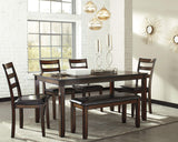 Signature Design by Ashley Coviar 6 Piece Dining Set, Includes Table, 4 Chairs & Bench, Dark Brown Signature Design by Ashley
