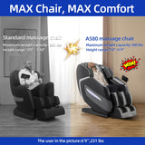 MassaMAX A580 2026 4D Massage Chair for Big & Tall People Full Body Massage Up to 6'10" & 500 lbs, Yoga Stretch, AI Voice Control, 22 Modes, 59" SL Track, Auto Footrest Extension, and Heating (Black) MassaMAX