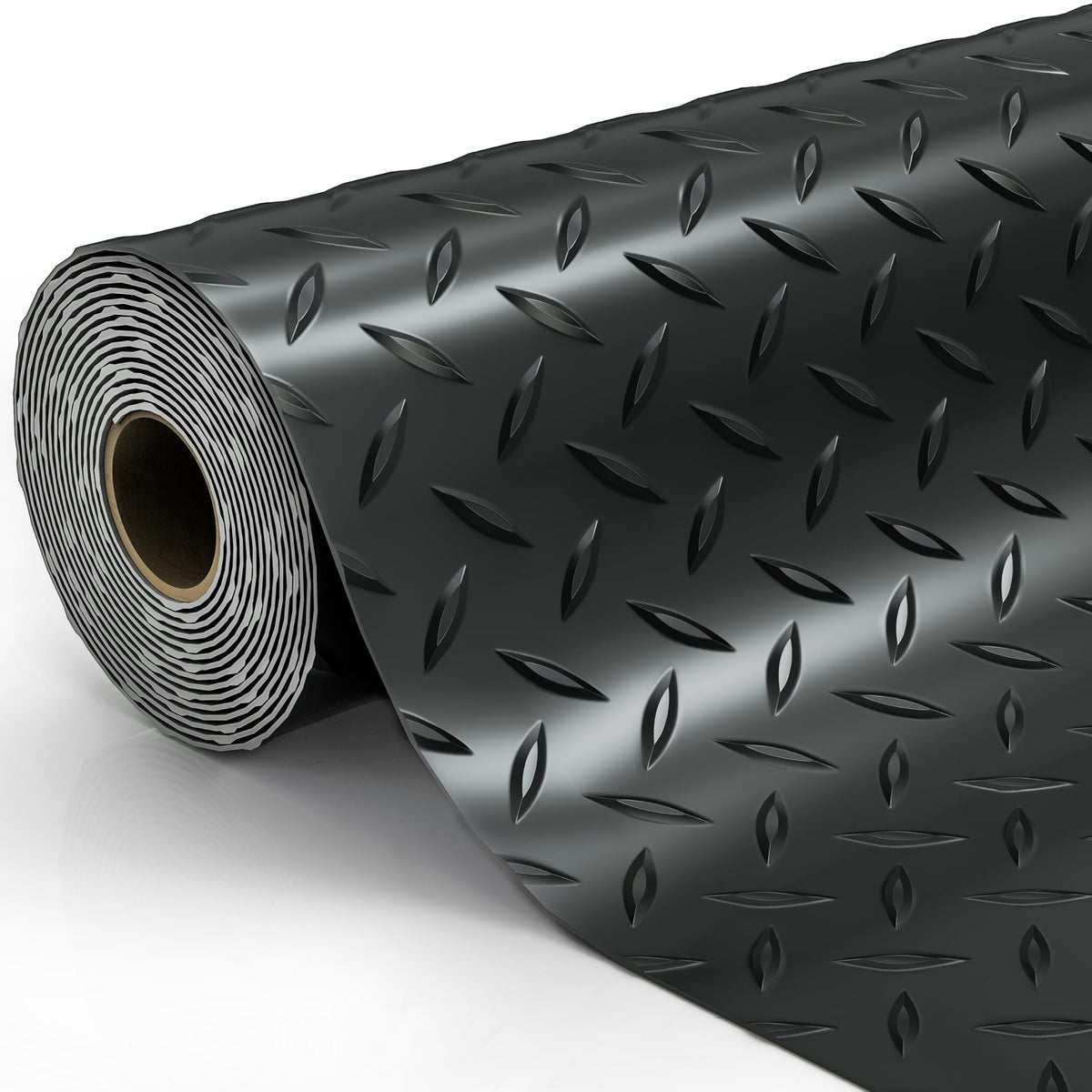 LulnCush 8x21 FT Garage Floor Mat, Thickened Diamond Plate PVC Garage Flooring Roll for Under Car Parking, Heavy Duty Garage Floor Protector 168SQFT for Garage, RV Trailer, Basement, Golf Cart. Black LulnCush