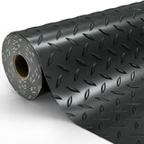 LulnCush 8x21 FT Garage Floor Mat, Thickened Diamond Plate PVC Garage Flooring Roll for Under Car Parking, Heavy Duty Garage Floor Protector 168SQFT for Garage, RV Trailer, Basement, Golf Cart. Black LulnCush