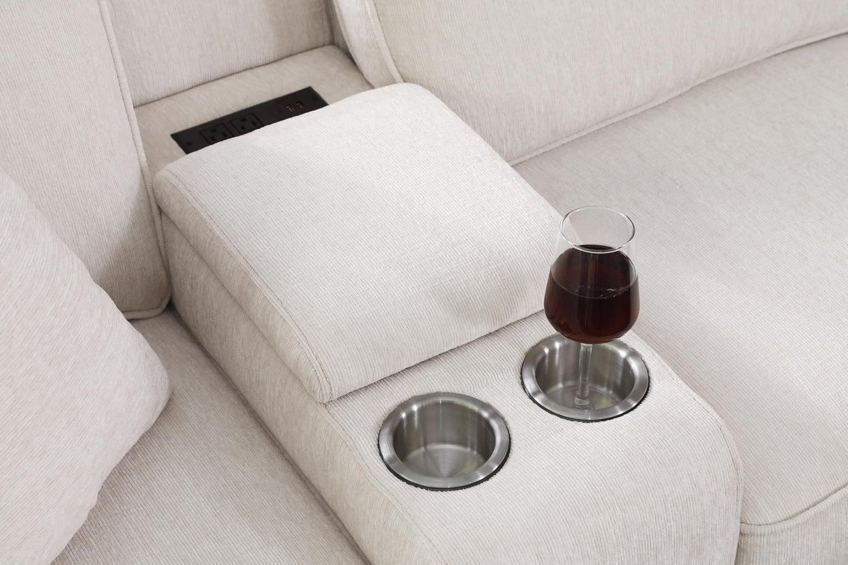 YOPTO 127" L-Shaped Sectional Couch with Movable Ottoman & 6 Throw Pillows,7 Seat Chenille Upholstered Sofa W/2 Cup Holder,USB Port & Hidden Storage Box,DIY Combination,for Living Room,Apartment,Beige YOPTO