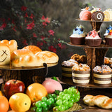 7 Pieces Woodland Cupcake Stand Set Includes 2 Wooden Cupcake Stand 1 Rustic Cake 4 Rectangle Serving Tray for Woodland Western Forest Camping Hunting Baby Shower Birthday Decorations(Woodland) Sawysine