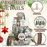 Vercraft Holiday Tiered Tray Decor Christmas Tiered Tray Decorations Set Truck Wooden Signs Farmhouse Table Decorations for Home Table Shelf Vercraft