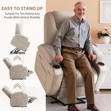 Flamaker Power Lift Recliner Chair with Massage Ergonomic Recliner Chair for Elderly People, Single Sofa with Cup Holders, Side Pockets (Beige) Flamaker
