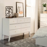 Prepac Milo Mid-Century Modern 7 Drawer Double Dresser for Bedroom, Wide Chest of Drawers, Contemporary Bedroom Furniture, 16" D x 52.5" W x 33.75" H, White, WDBR-1407-1 Prepac