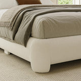 ZENBEDING Cloud Bed Frame King Size, Soft Boucle Bed Frame with Round Corner, Upholstered King Size Bed Frame with Heavy Duty Wood Slat, No Box Spring Needed, Easy Assembly, White ZENBEDING