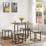 Yaheetech Dining Table Set for 4 Industrial Kitchen Table with 4 Chairs, Space-Saving Design for Apartment, Small Space, Breakfast Nook, Gray Yaheetech