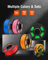 SUNLU ABS Filament 1.75mm 3D Printer Filament Bundle Multicolor, Individually Vacuum Packed, 2kg in Total, 0.25kg per Spool, 8 Pack, 8 Colors, Black+White+Grey+Blue+Yelllow+Green+Red+Orange SUNLU