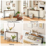 HOOBRO 47.2" Skinny Console Table with Power Outlets and USB Ports, Table with Charging Station, Narrow Sofa Table, Behind Couch Table, for Entryway, Hallway, Foyer, Rustic Brown BF15XG01G1 HOOBRO