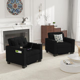 DURASPACE 39 inch Futon Chair Bed Convertible Chair 3-in-1 Pull Out Sleeper Reading Chair Beds with USB, Armchair Sleeper Bed for Living Room, Dorm, Small Space (Black Faux Leather) DURASPACE