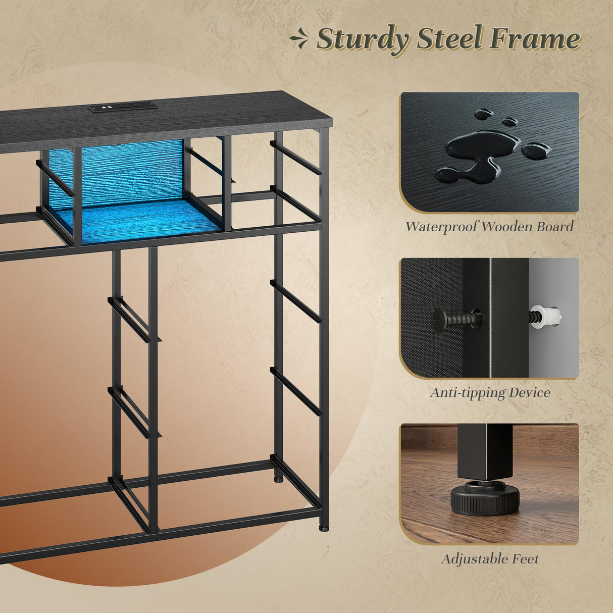 DurayLoly Dresser for Bedroom with Charging Station and LED and 10 Fabric Drawers, Sturdy Bedroom Dresser for Storage, Closet, Hallway (Black) DurayLoly