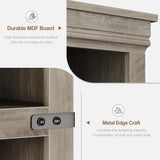 GarveeHome 5 Tier Book case with Cabinet, Farmhouse Book Shelf with Storage Doors, 68.7 in Tall Wooden 5 Shelf Case for Home Office, Living Room, Bed Room-(Grey, 68.7 in H x 31.5 in W x 12.9 in D) GarveeHome