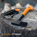 Fiskars X7 Hatchet Lightweight Wood Splitter for Small to Medium Size Kindling with Proprietary Blade and Shock-Absorbing FiberComp Handle, Lawn and Garden Tool, 14 inch, 1.5 pounds Fiskars