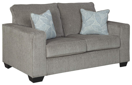 Signature Design by Ashley Altari Modern Loveseat with 2 Accent Pillows, Light Gray Signature Design by Ashley