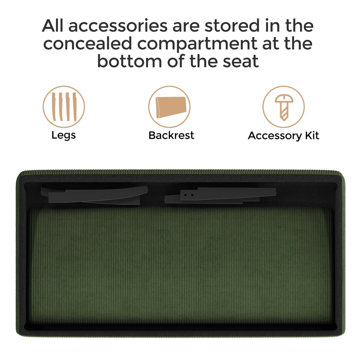 Yaheetech Small Mini Sofa Couch Armless Loveseat Futon for Bedroom, Corduroy Fabric & Easy Assembly, for Small Spaces Living Room,Dorm,Office,Apartment, Green Yaheetech