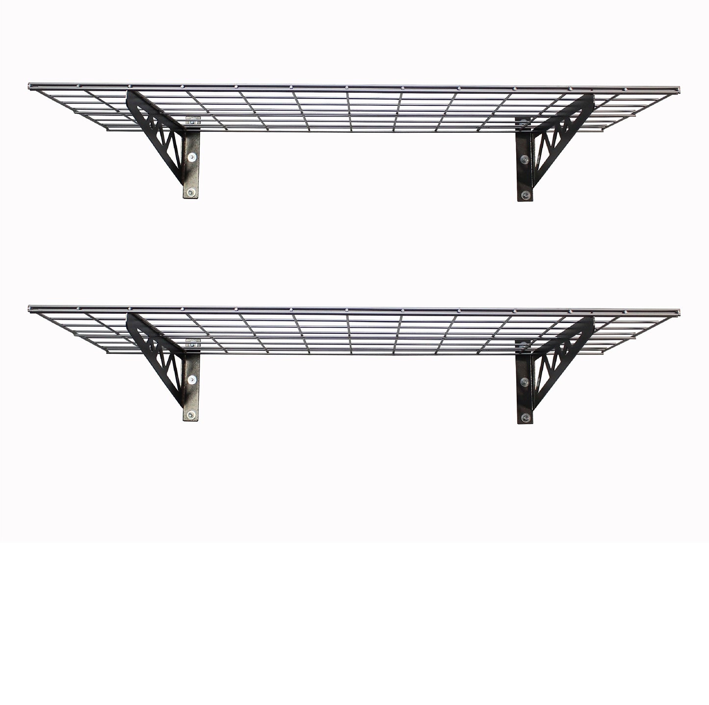 SafeRacks Wall Shelves - 2 Pack of 18 x48 Garage Wall Mounted Shelving, Wire Storage Racks, Utility Shelf, Heavy Duty Shelves with 4 Accessory Hooks, 500lbs Capacity, Color: Hammertone