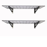 SafeRacks Wall Shelves - 2 Pack of 18 x48 Garage Wall Mounted Shelving, Wire Storage Racks, Utility Shelf, Heavy Duty Shelves with 4 Accessory Hooks, 500lbs Capacity, Color: Hammertone SafeRacks