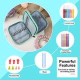 LOOEN Crochet Hook Case with Zipper and Web Pockets for Crochet Needles/Knitting Accessories - Lightweight Organizer Bag for Crochet Hook Kit Tools LOOEN