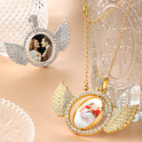 Junkin 18 Pieces Sublimation Rhinestone Wing Bezel Pendant Trays Set Including 6 Double Sided Rhinestone Trays Pendant Charms with 12 Sublimation Blank Discs for Jewelry Making (Gold, Silve) Junkin