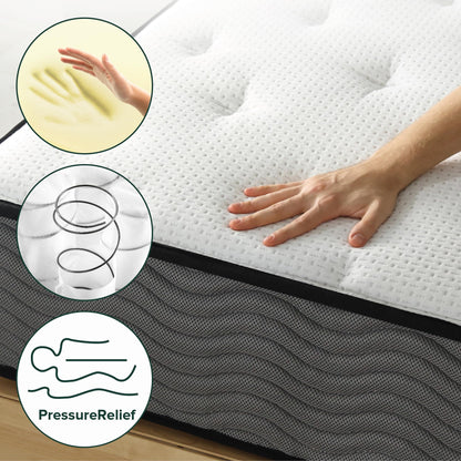 ZINUS 10 Inch True Support Hybrid Mattress [New Version], Queen, Fiberglass Free, Medium Feel, Motion Isolation, Certified Safe Foams & Fabric, Mattress in A Box