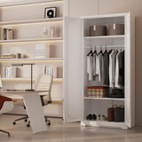 MetalMax 71" Tall Metal Storage Cabinet, Armoire Wardrobe Closet with Hanging Rod, Metal Clothing Storage Cabinets, White Bedroom Armoires with Adjustable Shelves, Steel Closet Cabinet for Bathroom MetalMax